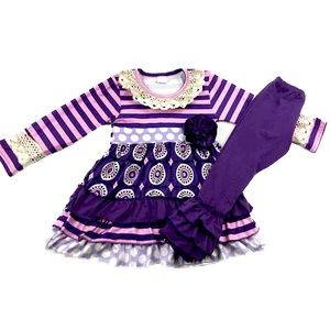 Brand New! Girl Boutique Purple Pink Ruffle Outfit